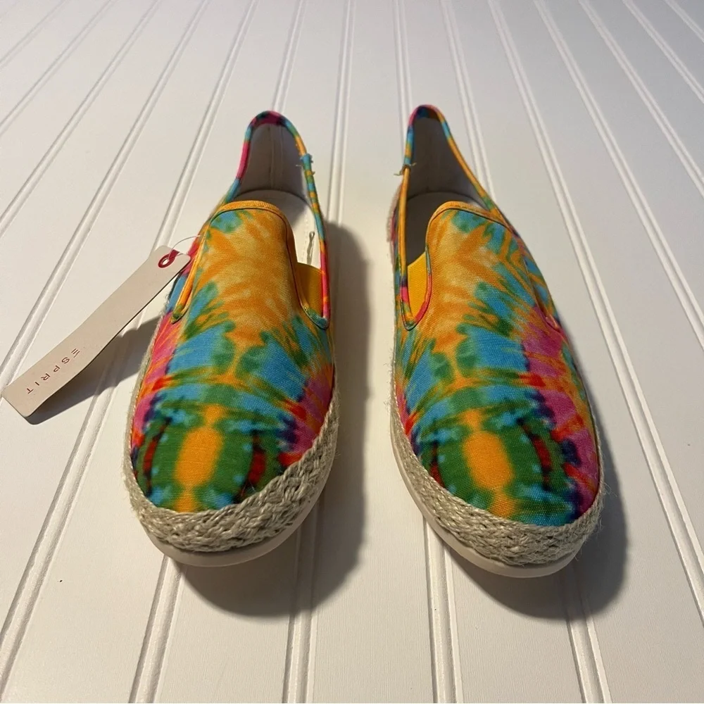 Esprit Erika Rainbow Tie Dye Espadrille Slip-On Shoes Size 9 Concert Festival